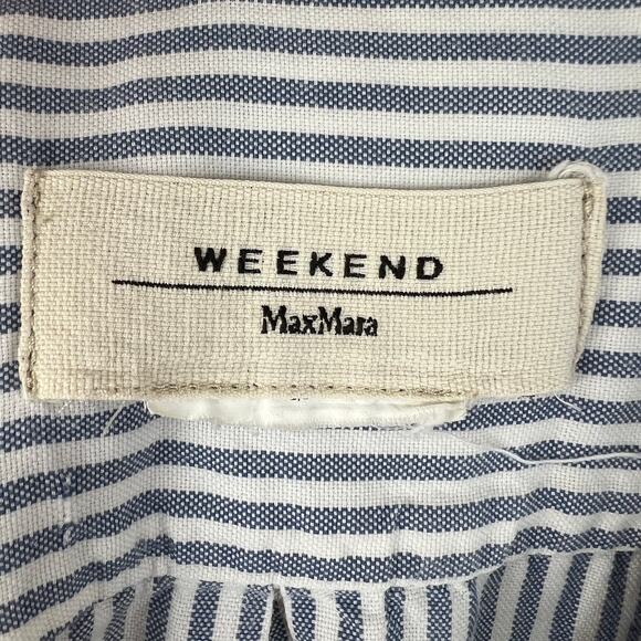 Weekend Max Mara Blue White Shirt Striped Collared Long Sleeve Formal Button-Up - Picture 6 of 6
